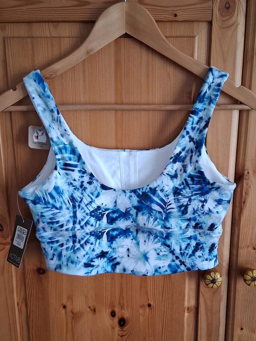 New Activ8 White Blue Stretch Performance Yoga Workout Sports Bra Size M - Picture 6 of 7